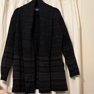 VInce Black Striped Shawl Collar Cardigan